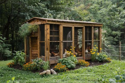 10 Plants That Thrive Around Your Coop (and Keep Your Girls Happy!) - My Backyard Life Vegetable Garden And Chicken Coop, Chicken Coop Around Tree, Chicken Coop On Slope, What To Plant Around Chicken Coop, Garden Around Chicken Coop, Chicken Coop Flowers, Plants Around Chicken Coop, Garden And Chicken Coop Layout, Garden And Chicken Coop