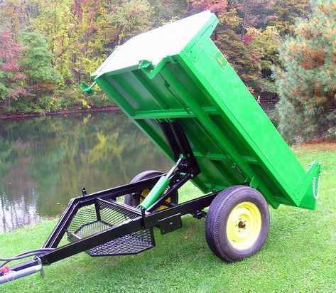 Dump Trailer, by E. Leopold | I finally got a new tractor an… | Flickr Homemade Trailer, Tractor Idea, Small Tractors, Atv Trailers, Trailer Diy, Tractor Accessories, Tractor Implements, Trailer Plans, Diy Lawn