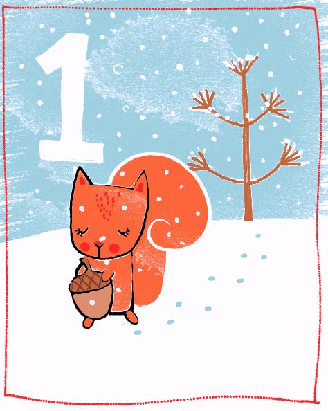 Day 1 of Just Kids ltd advent Calendar Advent Numbers, Flora Waycott, December Days, Calendar Png, Frog Frog, Winter Illustration, Craft Card, Socks Pattern, Border Designs