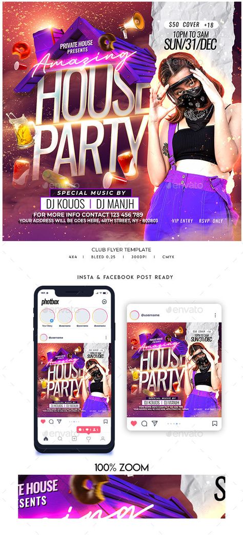 Night Club Flyer House Party Flyer Design, House Party Flyer, Night Club Flyer, Club Flyers, Club Night, Design Typography, Party Flyer, Graphic Design Typography, Very Well