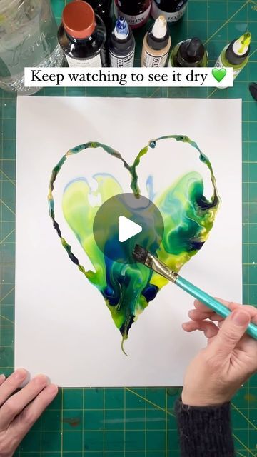 Kendra Brazzel on Instagram: "Making these hearts 💚 just for the pure pleasure of process. I love the way the pigments are forced to interact in the confines of the boundary of the water ~ similar to the circles, but the way the heart tapers at the bottom and the colors flow toward the top is fun to watch 👀. I hope you enjoy it too 💙 Materials: @goldenpaints high flow acrylics liquid watercolor by @ecolineworld Inks by @birminghampens @yasutomo_art mineral paper #abstractwatercolor #abstractpainter #abstractwatercolour #abstractartist #wetonwet #fluidpainting #acrylicink #artprocess #heartart #atmosphericwatercolor #contemporaryart #contemporarywatercolor #watercolor #watercolour #artonpaper #modernwatercolor #mineralpaper #abstractlandscapepainting #abstractpainting #experimentalart #i I Love You Watercolor, Mineral Paper Art, Watercolor Hearts Painting, How To Paint Abstract Watercolor, Watercolour Abstract Painting, Liquid Acrylic Painting, Liquid Watercolor Art, Experimental Watercolor, Mineral Paper