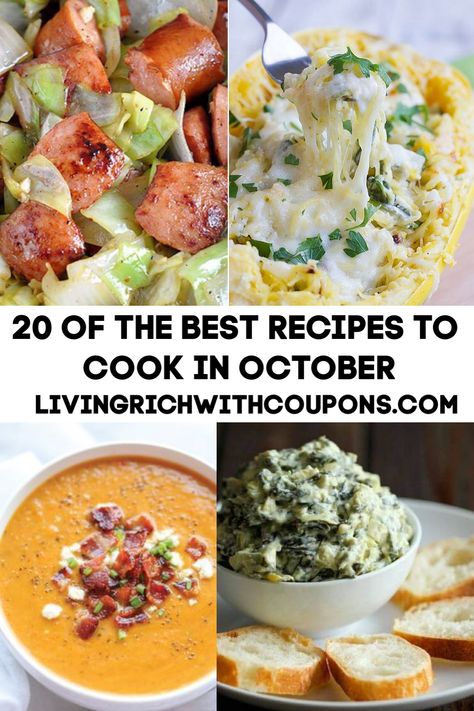 Fall is here and it's a great time to start your family meal planning! Here are the best recipes to cook in October. Planning ahead and cooking with food that is in season or on sale will help you keep your food budget in check and you'll love these great recipes! October Food, Comforting Meals, Fall Everything, Living Rich, Fall Fun Food, Baking Products, Savory Foods, 10 October, Best Food Recipes