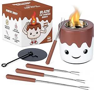 The S'mores Company - Smores Tabletop Fire Pit & 4 Extendable Roasting Sticks - Indoor Table Top Firepit, Concrete Portable Mini Fire Pit Bowl Fireplace, Indoor Smores Maker, Smokeless Fire Pit. Click my affiliate link to easily add to cart Smores Table, Indoor Smores, Fire Pit Table Top, Mini Fire Pit, Fireplace Indoor, Smores Maker, Smores Party, Smokeless Fire Pit, Indoor Fire Pit