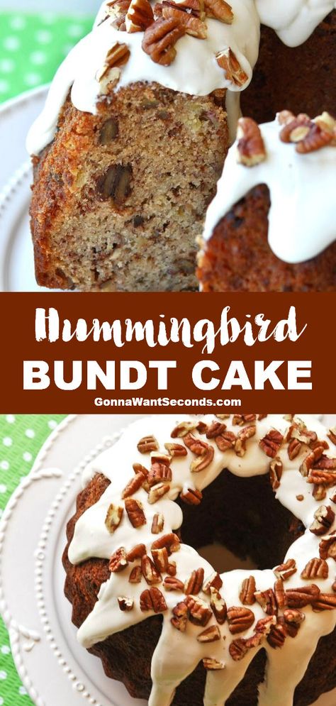 Hummingbird Bundt Cake, Bundt Recipes, Amazing Meals, Hummingbird Cake, Cream Cheese Glaze, Delicious Deserts, Classic Recipes, Bundt Cakes Recipes, Bundt Cakes