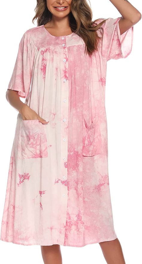 Womens Nightgown, Nightgown Dress, Cotton House, House Coat, House Dresses, Night Gowns, Women Sleepwear, Pockets Design, Cotton Nightgown