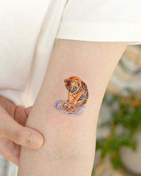 Naive style of charming tattoos by OvenLee | iNKPPL Small Tiger Tattoo, Swan Tattoo, Big Cat Tattoo, Charm Tattoo, Magic Runes, Timeless Tattoo, Bunny Tattoos, Asian Tattoos, Cute Small Tattoos