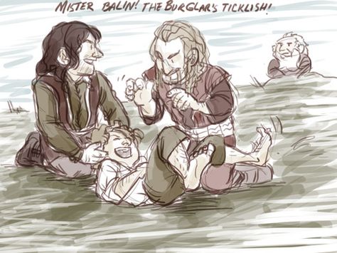 The burglar's ticklish! Ticklish Fanart, Hobbit Funny, Earth Fanart, Tolkien Hobbit, Lotr Funny, Fandom Quotes, Hobbit Art, Fili And Kili, Tolkien Books