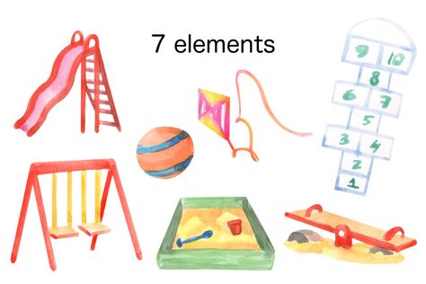 Ibis Tutorial, Playground Illustration, Watercolor Classroom, Architectural Landscape, Room Children, Watercolor Clip Art, Children Books, Event Flyer Templates, Photoshop Textures