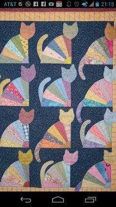 Cat Quilt Block, Cat Quilt Patterns, Dresden Plate Quilts, Dresden Quilt, Cat Quilts, Dog Quilts, Dresden Plate, Söt Katt, Cat Quilt