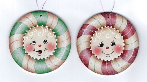 Sweet Candy Ornaments Painting E-Pattern Ornaments Painting, Gingerbread Clipart, Christmas Crafts To Make And Sell, Whimsy Flowers, Christmas Orniments, Painting Instructions, Wood Snowflake, Gingerbread Diy, Candy Ornaments