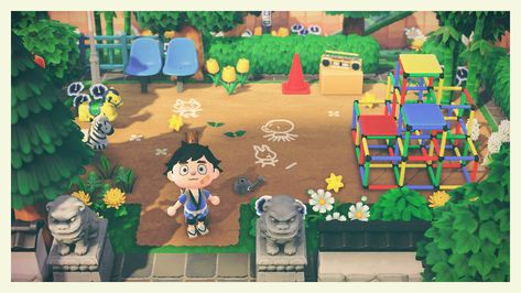 Acnh Playground, Acnh Park, Urban Playground, Acnh Design, Cat Playground, Cute Diy Room Decor, Acnh Ideas, Animal Crossing Villagers, Acnh Inspo