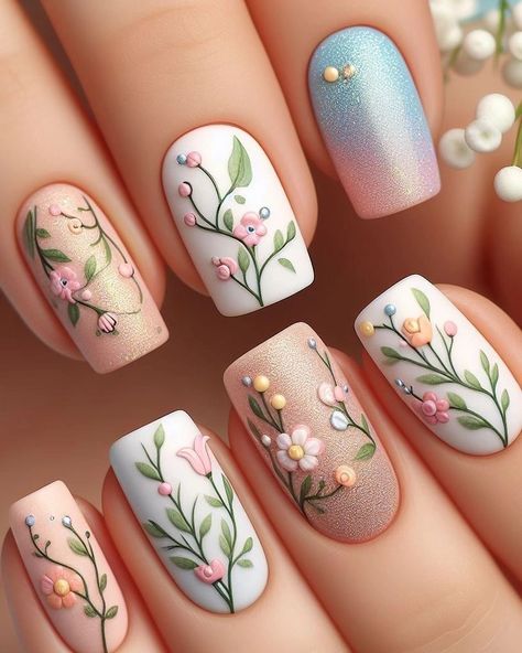 Lace Nail Design, Nail Parlour, Idea Nail, Lace Nails, Beauty Nails Design, Cute Spring Nails, Nails Today, Floral Nail, Floral Nail Art