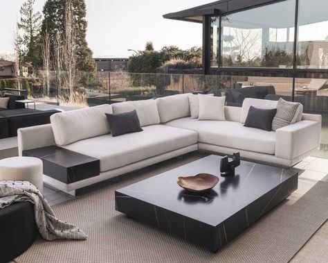 Contemporary Outdoor Living, Cozy Bedroom Design, Profile Frame, White Marble Table, Rove Concepts, Armless Sofa, Contemporary Outdoor, Modular Sectional, Outdoor Sectional