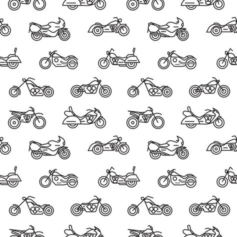 Bike Tattoos Motorcycles, Bikes Illustration, Transport Illustration, Black Contour, Lines Background, Motorcycle Tattoos, Bike Tattoos, Bike Illustration, Contour Lines