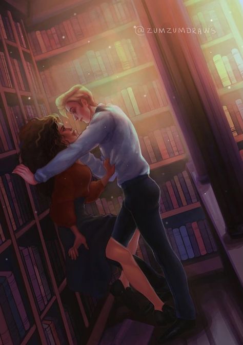 The Library Of Alexandria, Heavy Crown, Draco And Hermione Fanfiction, Dramione Fan Art, Library Of Alexandria, Draco Malfoy Aesthetic, Draco And Hermione, Images Harry Potter, Harry Potter Love