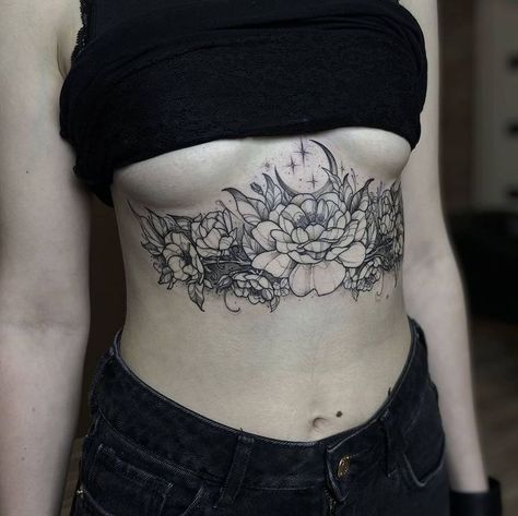 Sternum Tattoo Plus Size Women, Plus Size Stomach Tattoo, Tattooed Plus Size Women, Lower Stomach Tattoos For Women, Plus Size Tattoos, Abdomen Tattoo, Lower Stomach Tattoos, Stomach Tattoo, Hidden Tattoos