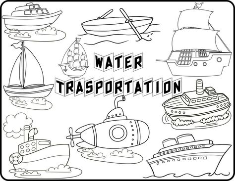 Water transport is set to be colored. coloring book to educate kids. Learn colors. visual educational game. Easy kid gaming and primary education simple level of difficulty. Coloring worksheet pages. Water Transport Images, Images For Drawing, Easy Games For Kids, Transport Images, Water Transport, Transportation Worksheet, Easy Hairstyles For Kids, Teacher Projects, Coloring Worksheet