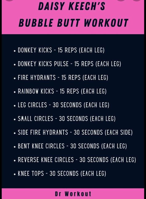 Daisy Keech Bubble Workout, Bubble Workout, Keech Workout, Daisy Keech Workout, Bubble But Workout, Slim Legs Workout, Daisy Keech, Leg Circles, Workout List