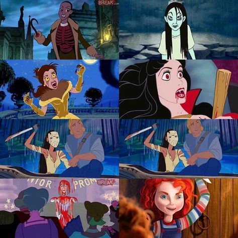 Disney Horror Art, Disney Apocalypse, Female Horror Characters, Evil Disney Princesses, Horror Disney, Scary Disney, Horror Oc, Dark Disney Princess, Dark Disney Art