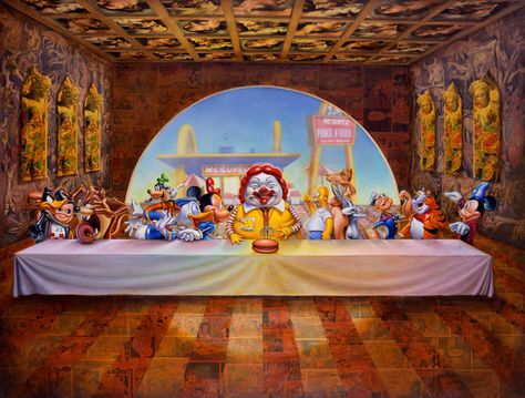 Marlboro Boy And Fat Ronald: The Brand-Jamming Art Of Ron English | Co.Create | creativity + culture + commerce Ron English, Art Parody, English Art, Lowbrow Art, Last Supper, Scary Art, Pop Surrealism, Art Pop, Arte Fantasy