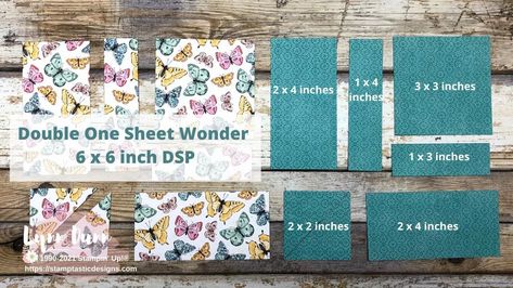 What in the world is a Double One Sheet Wonder? Well, it’s a One Sheet Wonder times two which means it’s double the fun! We are actually going to use the exact same one sheet wonder template to cut up two different pieces of 6 x 6 inch patterned paper to create 6 beautiful cards! #stampinup #butterflybrilliance #onesheetwonder #osw #cardmaking One Sheet Wonder Templates, Joy Fold Card, Ornate Garden, Card Making Designs, Fun Sayings, Card Making Ideas, Card Making Templates, Garden Suite, Simple Birthday Cards