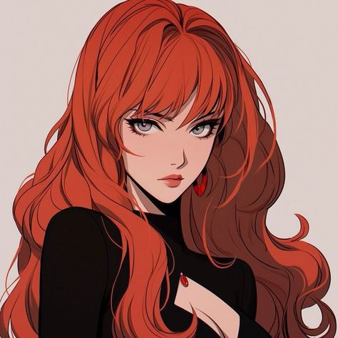 Redhead Anime Woman, Redhead Character Art, Red Hair Girl Art, Alexis Brown, Redhead Anime, Redhead Characters, Girl Hair Drawing, Redhead Art, Gothic Fantasy Art