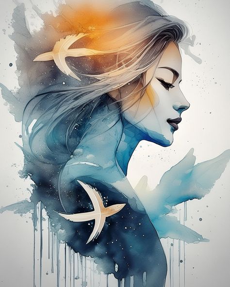 Pisces woman #horoscopes #zodiac #woman #taurus #Pisces #ai #aiart #aicommunity #digitalart Pisces Pictures Art, Pisces Fantasy Art, Pisces Zodiac Painting, Pisces Digital Art, Pisces Woman Sexuality, Horoscope Art, Pisces Woman, Astrology Art, Pisces Zodiac