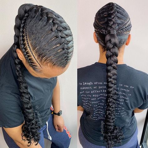 JAZMIN DAVIDSON on Instagram: “✨Book as updo/ponytail with cornrows/feed in braids✨ #underbraids #stitchbraids #feedinbraids #JAZITUPHAIR #JAZITUPBRAIDS #locnproducts” Ponytail With Cornrows, Updo Ponytail, Under Braids, Feed In Ponytail, Feed In Braids, 2 Braids, Beautiful Black Hair, Feed In Braids Hairstyles, Single Braids