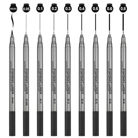 PRICES MAY VARY. Set of 9 Fine Liner Pens: This set includes nine different tip sizes, ranging from 0.05mm to 0.8mm, providing you with the flexibility to create both fine details and bold strokes in your artwork. Fineliner Pens with Black Ink: Our fine liner pens in black provide a smooth and precise drawing experience, allowing you to create intricate details and bold lines with confidence. Water Resistant and Fade-Proof: The pigment ink used in our fine liner pens is water-resistant, ensuring Expensive Pens, Office Documents, Ink Water, Liner Brush, Fineliner Pens, Ink In Water, Brush Pens, Pencil Writing, Writing Supplies