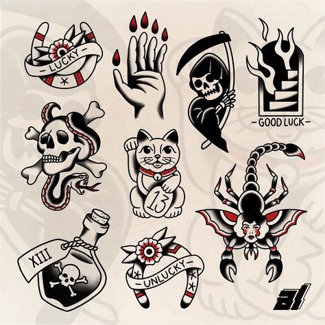 Black Traditional Tattoo Flash, Halloween Tattoo Flash, Traditional Tattoo Drawings, Snow Tattoo, Mike Ness, Friday The 13th Tattoo, Art Flash, Tattoo Practice, 13 Tattoos