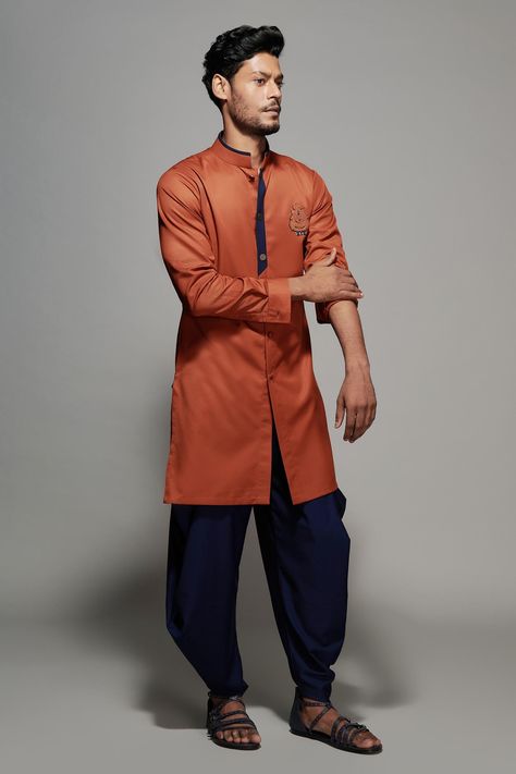 Buy S&N by Shantanu and Nikhil - Men Orange Suiting Fabric Embroidered Shirt Kurta Online | Aza Fashions Shantanu And Nikhil, Cape Jumpsuit, Kurta For Men, Suiting Fabric, Tarun Tahiliani, Nehru Jackets, Designer Gowns, Formal Shirts, S N