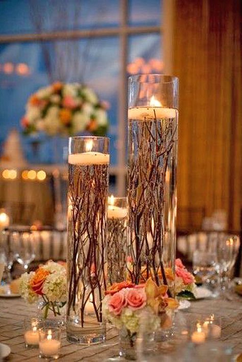 Beautiful Ways To Use Candles At Your Wedding ❤ See more: http://www.weddingforward.com/wedding-ideas-with-candles/ #weddings Wedding Centerpieces, A Table, Candles, Flowers, Wedding Centrepieces