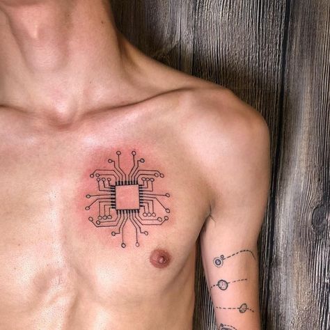 Circuit Board Tattoo, Pc Tattoo, Computer Tattoo, Geek Tattoos, Games Tattoo, Electronic Tattoo, Game Tattoo, Tech Tattoo, Science Tattoo