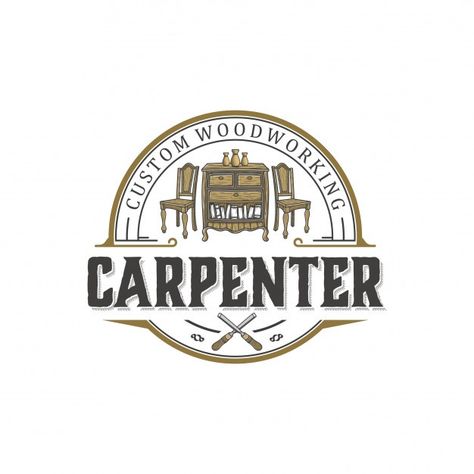 Logo design for carpentry | Premium Vector #Freepik #vector #logo #vintage #design #wood Carpentry Logo Design, Carpentry Logo, Tailor Logo, Book Of James, Woodworking Logo, Construction Logo, Logo Vintage, Vector Logo Design, Retro Logo