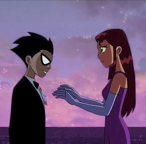 Icon of Robin and Starfire Teen Titans aesthetic Robin And Starfire, Teen Titans, Matching Pfp, Wallpapers, Purple