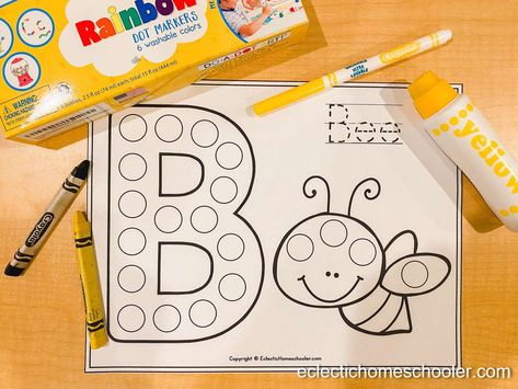 Letter B Preschool, Letter B Activities, Teaching Letter Recognition, Dot Letters, Book Cover Page, Dot Worksheets, Alphabet Pictures, Do A Dot, Dotted Page