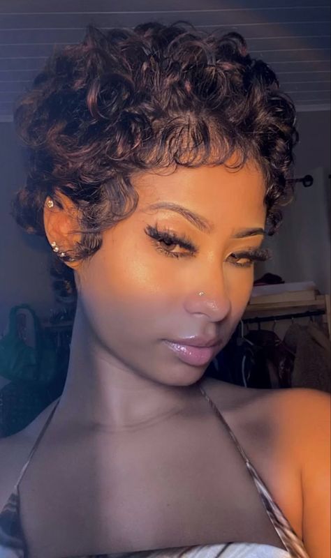 Pixie Cut Black Women Curly, Big Chop Curly Hair, Pixie Curls, Finger Waves Short Hair, Short Natural Curly Hair, Curly Pixie Haircuts, Fire Hair, Haircuts Ideas, Natural Hair Short Cuts