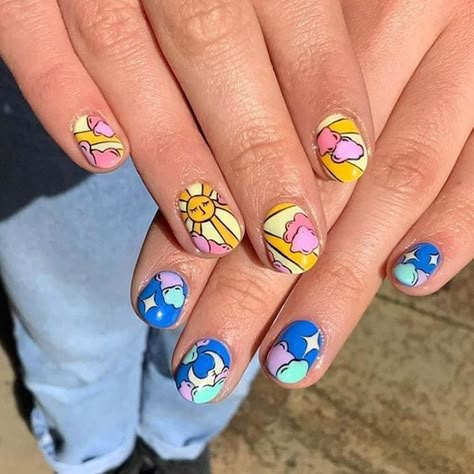 Spring Floral Nail Art, Nail Design Glitter, Moon Nails, Inspired By, Nail Art Inspo, Manicure Y Pedicure, Funky Nails, Dream Nails, Pretty Acrylic Nails