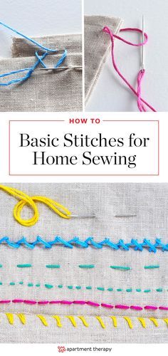 How To Sew by Hand: 6 Helpful Stitches for Home Sewing Projects | Apartment Therapy How To Sew By Hand, Hand Sewing Techniques, Hand Stitching Techniques, Hand Sewing Projects, Basic Stitches, Sew Ins, Home Sewing, Costura Diy, Beginner Sewing Projects Easy