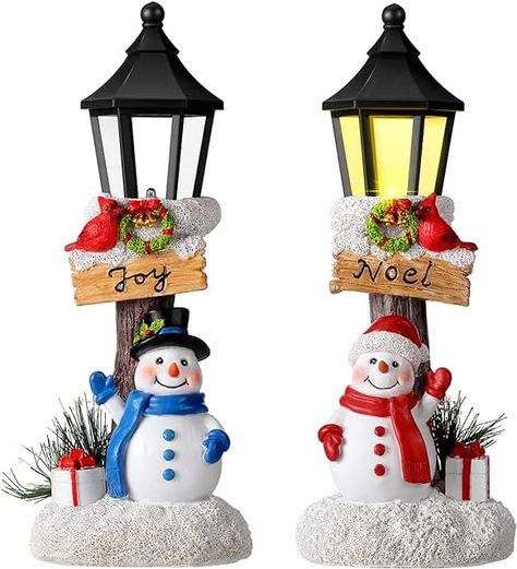 Amazon.com : Christmas Entryway Table Decor Light Table Decorations, Christmas Light Table, Balloon Birthday Themes, Lantern Christmas Decor, Dollar Store Christmas Crafts, Christmas Entryway, Ideas Navidad, Snowman Figurine, Country Christmas Decorations