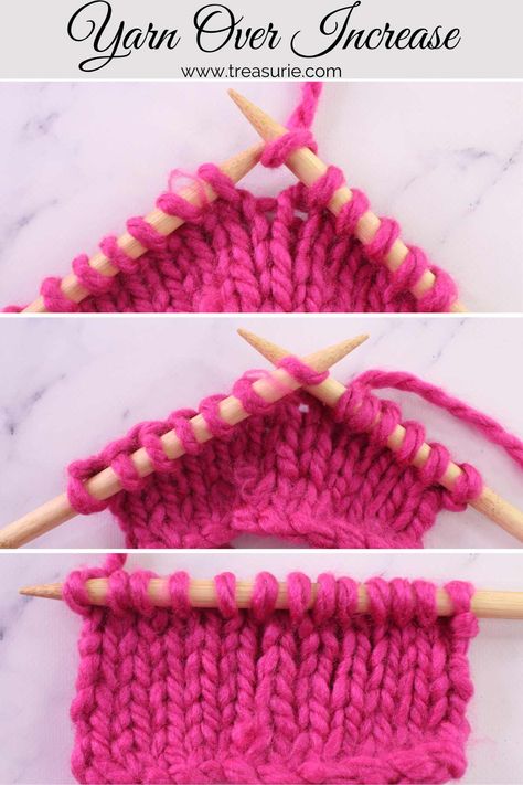 How to Increase Knitting - Yarn Over How To Make 1 Stitch In Knitting, Knit Increase Stitches, How To Increase In Knitting, How To Add Stitches In Knitting, How To Add A Stitch In Knitting, How To Increase Stitches In Knitting, How To Increase Knitting Stitches, Knitting Increases Tutorials, Types Of Knitting Stitches