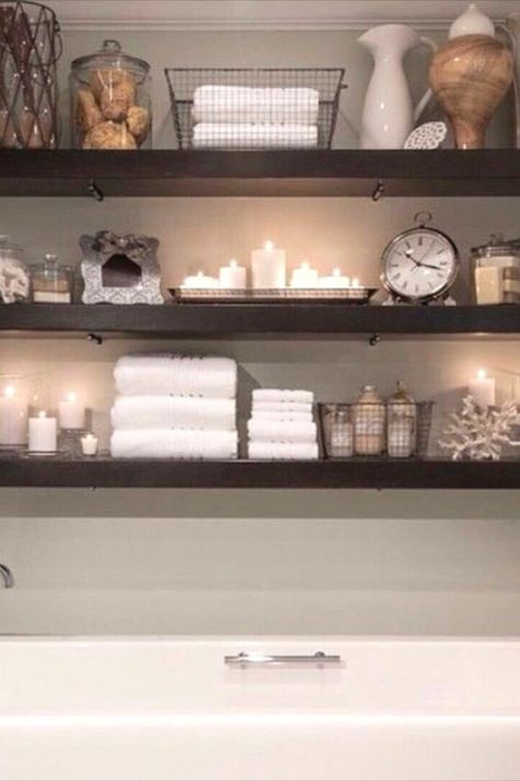 It’s best to start small and stay consistent with your focus being on the quality of the habits rather than the quantity. Bathroom Shelves Diy, Candle Shelves, Diy Bathroom Shelves, Bathroom Shelves Ideas, Bathtub Shelf, Diy Shelves Bathroom, Classy Bathroom, Glass Shelves In Bathroom, Pallet Tree