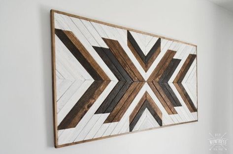 How To Make Wood Wall Art, Easy Wood Wall Art, Geometric Wood Art Diy, Wood Wall Art Ideas, Diy Wood Wall Art, Geometric Art Diy, Diy Huntress, Diy Tableau, Scrap Wood Art