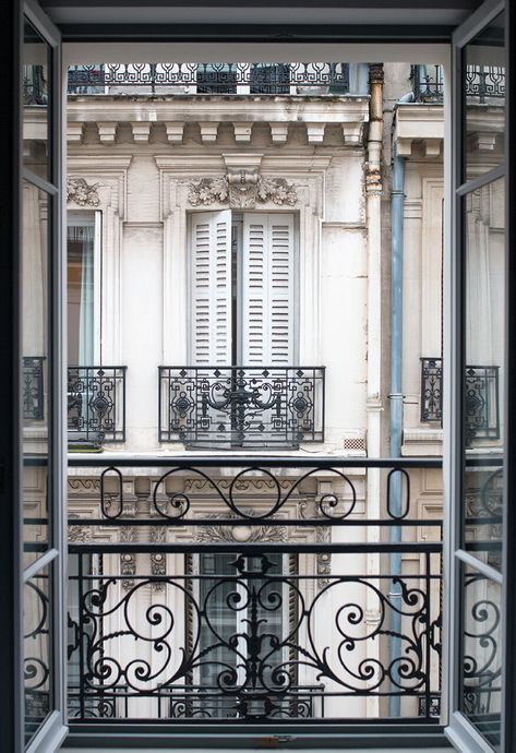 Paris Balcony Aesthetic, Paris Townhouse, Parisian Windows, French Aesthetics, French Photography, Parisian Bedroom, An Open Window, Juliet Balcony, Bedroom Scene