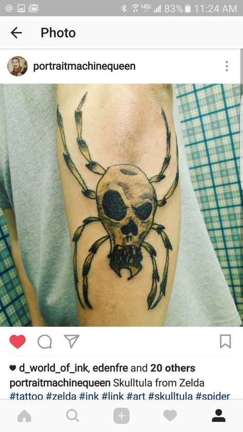 Skulltula Tattoo, Zelda Tattoo, Spider Tattoo, Friend Tattoos, Black Ink Tattoos, Tatting, Tapestry, Tattoos