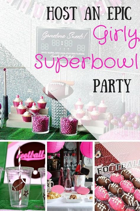 Pink Football Party, Girl Football Party, Superbowl Party Outfit, Super Bowl Party Snacks, Football Baby Shower, Pink Football, Girly Party, Football Birthday Party, Emerging Designers Fashion