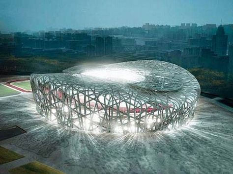 The Bird's Nest National Stadium (Niaochao). Beijing, China Beijing National Stadium, Kempinski Hotel, Olympic Village, Beijing Olympics, National Stadium, Famous Architects, Beijing China, Bird Nest, Bird Photography