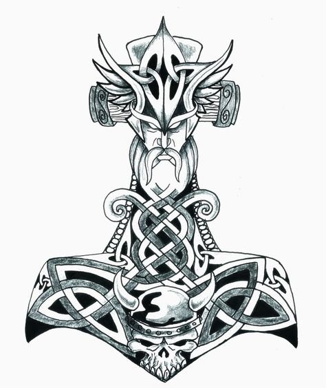 Viking symbols Symbols tattoos and Thor tattoo on Pinterest Mjolnir Tattoo Design, Warrior Symbol Tattoo, Thor Hammer Tattoo, Mjolnir Tattoo, Thor Tattoo, Hammer Tattoo, Viking Warrior Tattoos, Tattoo Homme, Norse Art