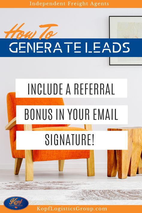 At the bottom of every email you send, include a referral bonus opportunity.  For example, "Ask me about my $500 referral bonus!"  Each time you send an email, you include the opportunity for a customer to send you a referral.  This will not be your main source of lead generation, but it is an easy one to implement!  Have a sell sheet ready so if someone wants to make a referral, you can provide them with your information.  Make it easy and incentivize! #TeamKopf #freightagent #leadgeneration Web Scraping, Web Research, Contact List, Generate Leads, Business Emails, Data Mining, Transportation Services, Professional Website, Lead Generation