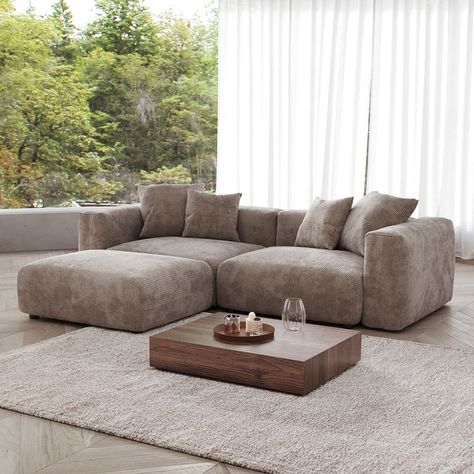 Sectional Couch Sofa with 4 Pillows, Modern Luxurious Modular Sectional Couch with Chaise Ottomans - Bed Bath & Beyond - 39781175 U Couch, Modern Couch Sectional, Oversized Sectional Sofa, 4 Pillows, Couches Living, Couch With Chaise, Couch With Ottoman, Upholstered Couch, Modular Couch